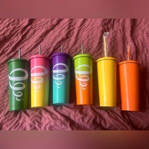 Vibrant Tumblers with Straws